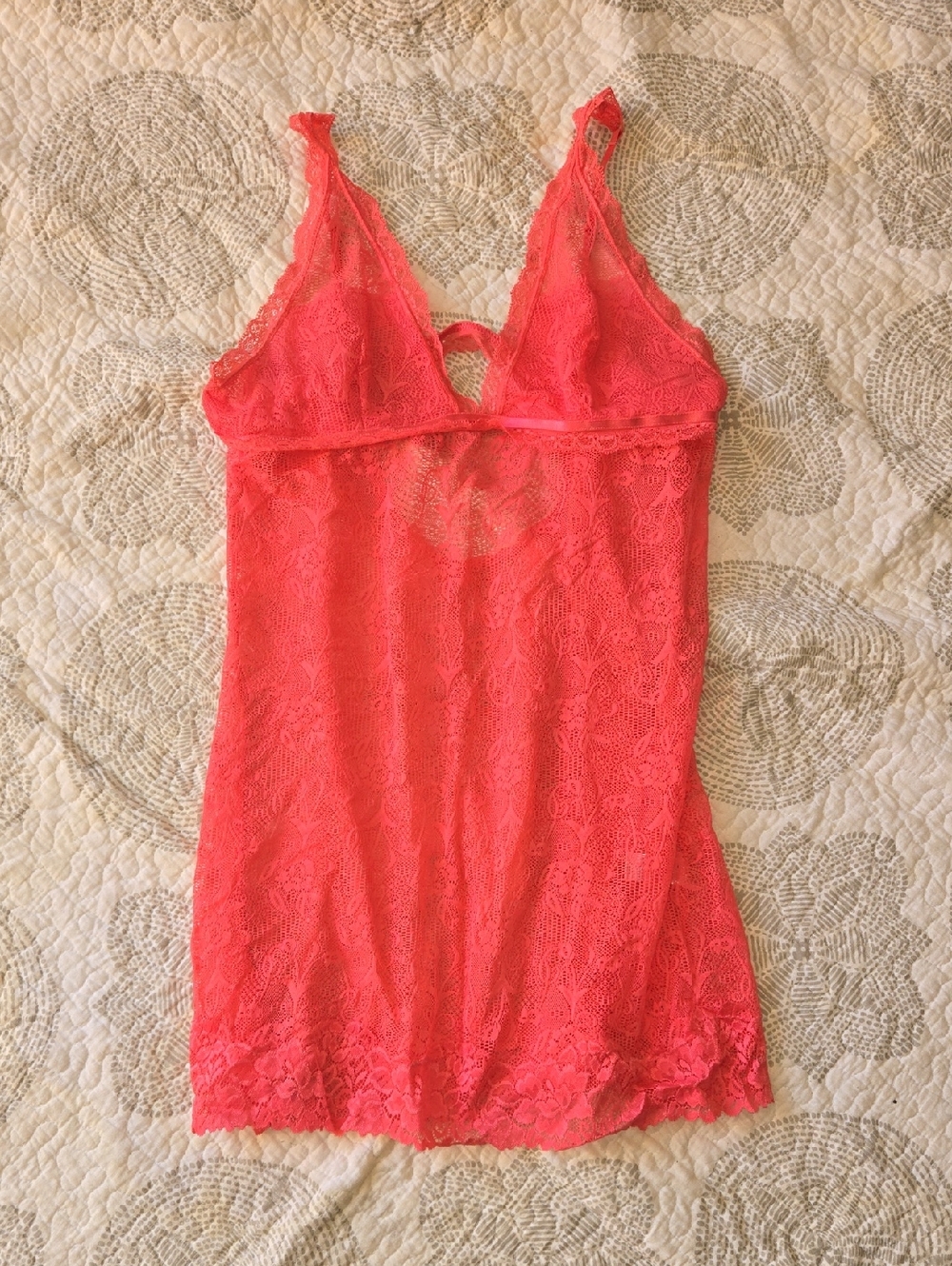 Women's Lace Chemise Slip - Coral Pink